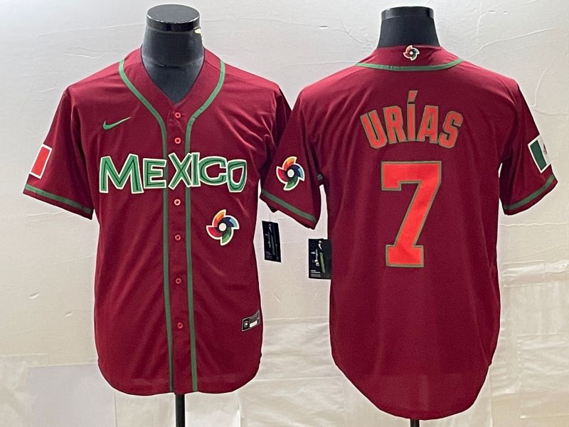 Men 2023 World Cub Mexico #7 Urias Red orange Nike MLB Jersey15